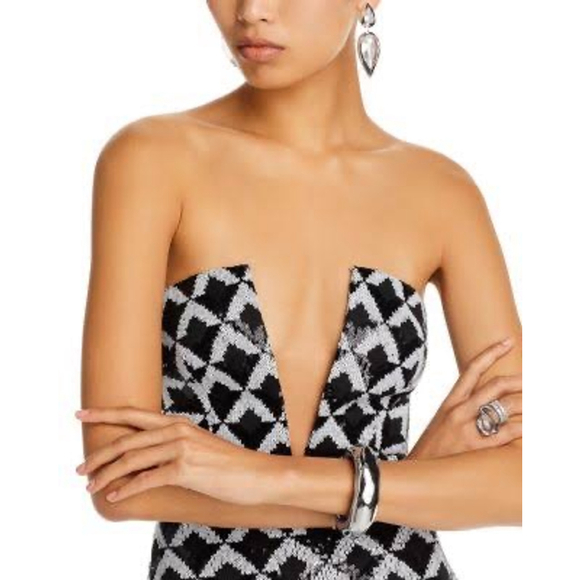 Women's Ramy Brook Strapless Gown in Black and White, Size 2 - Picture 4 of 7